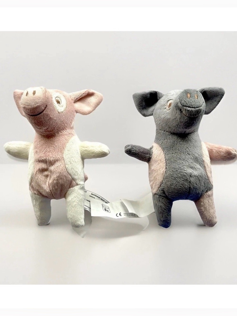 Set of 2 IKEA Kelgris Plush Pig Baby Piglet Animal 002.980.05 Farm 8” Pink Grey